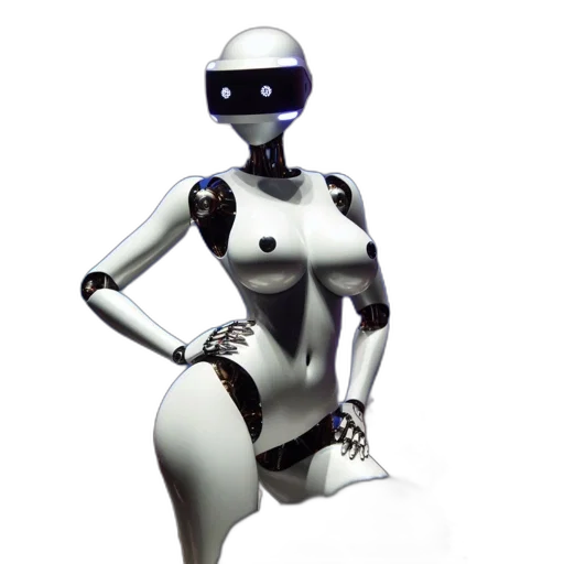 robot, concept art, 3d render, cyberpunk, white-finished, female, android, equipped transparent PNG cut-out
