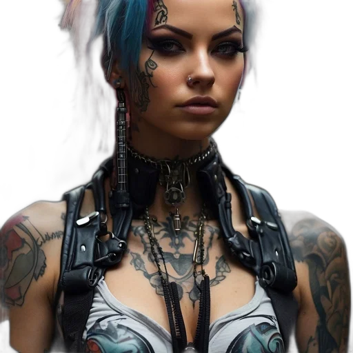 jewelry, robot, face, staff, cyberpunk, concept art, fantasy art, photorealistic transparent PNG cut-out