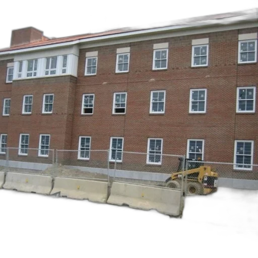 building, city street, snow, brick, many, windows, under, construction transparent PNG cut-out