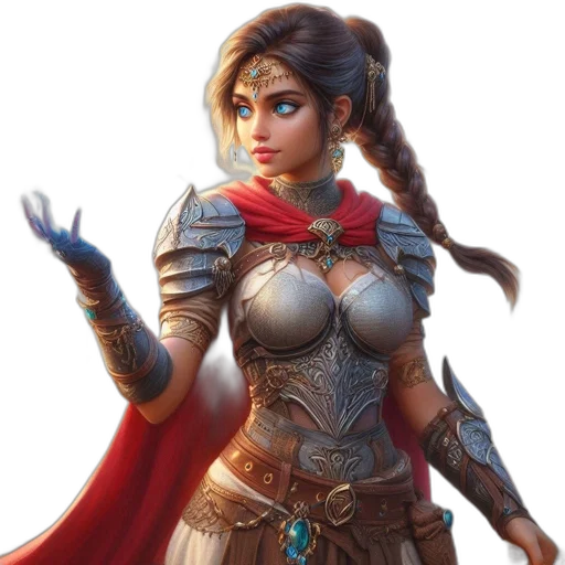 sword, fantasy art, concept art, comic book art, pixel art, red, female, warrior transparent PNG cut-out