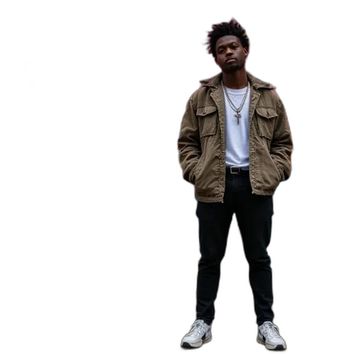 jacket, face, staff, creature transparent PNG cut-out