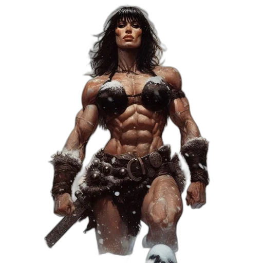 comic book art, fantasy art, concept art, photorealistic, fierce, female, warrior, stands transparent PNG cut-out