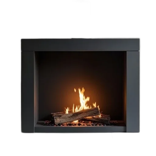 furniture, fire, modern, fireplace, sleek, black, metal, frame transparent PNG cut-out