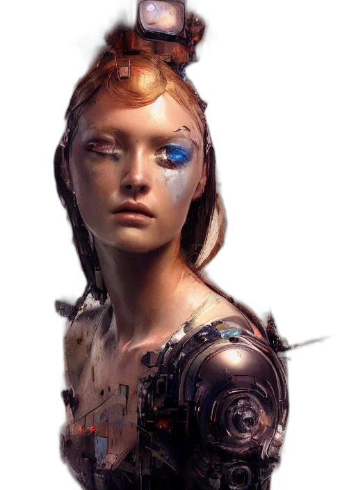 robot, face, concept art, cyberpunk transparent PNG cut-out