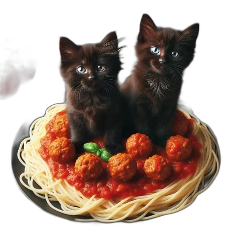 food, photorealistic, pixel art, concept art, 3d render, two, kittens, blue transparent PNG cut-out