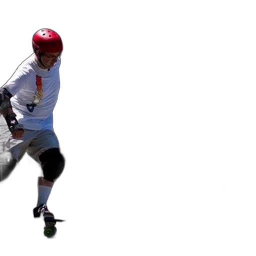 3d render, person, skateboard, wearing, red, helmet, white, shirt transparent PNG cut-out