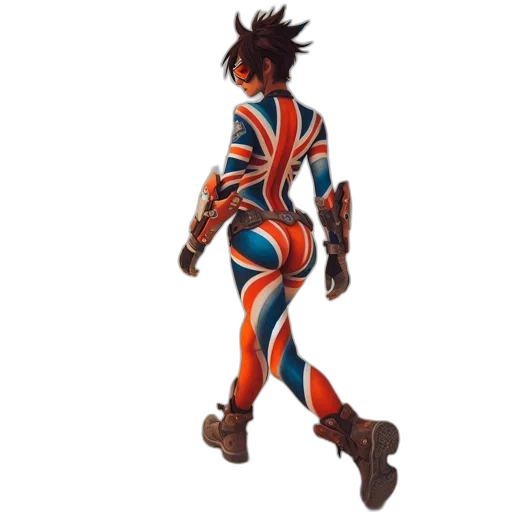 jacket, concept art, 3d render, pixel art, comic book art, person, british, flag-patterned transparent PNG cut-out