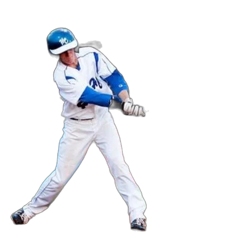 baseball, player, white, uniform, swings, ball transparent PNG cut-out