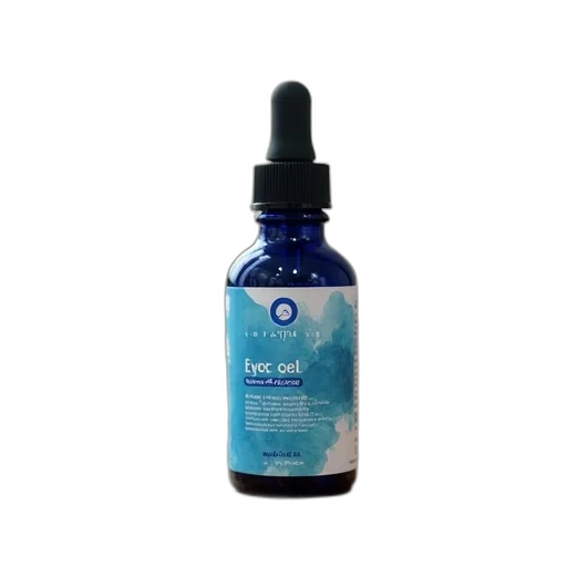 bottle, eye, gel, placed, wooden, surface, has, blue transparent PNG cut-out