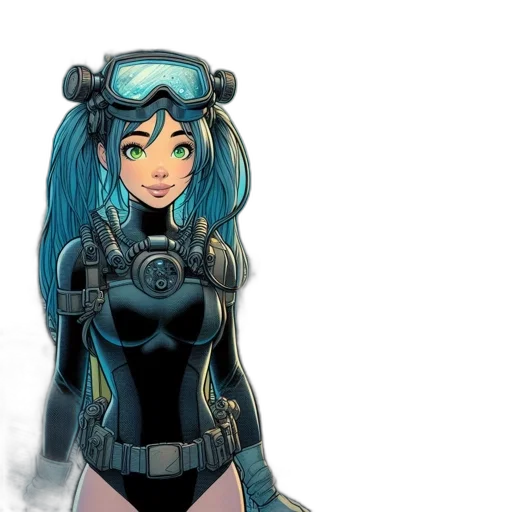 robot, comic book art, concept art, anime, cartoon, blue, dark, woman transparent PNG cut-out