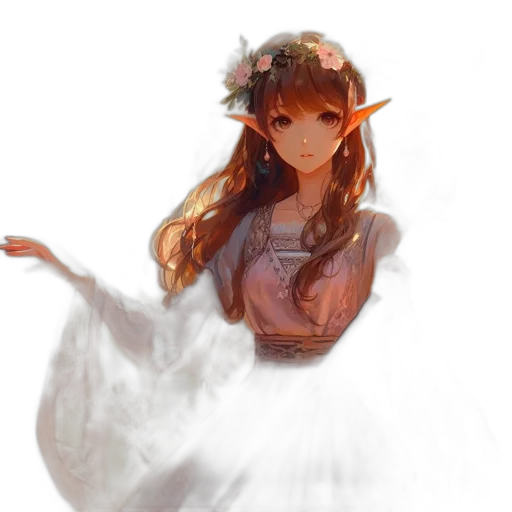 dress, crown, dragon, flower, fantasy art, concept art, watercolor, anime transparent PNG cut-out