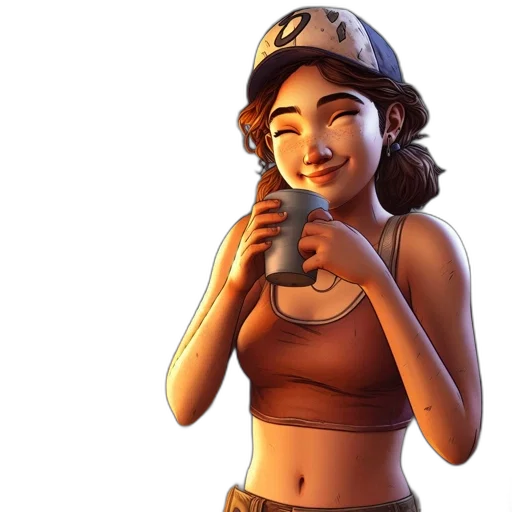 hat, staff, weapon, concept art, 3d render, pixel art, cartoon, woman transparent PNG cut-out