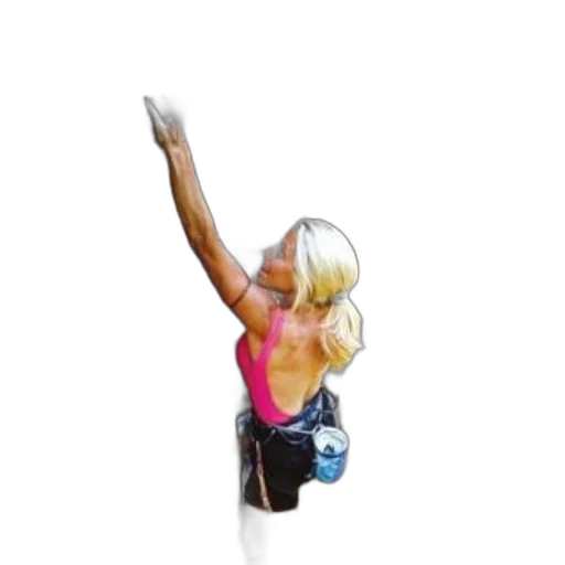 staff, pixel art, woman, rock, climbing, cliff, text, new transparent PNG cut-out