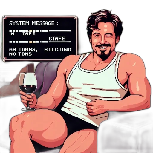 pixel art, concept art, comic book art, cartoon, man, dark, hair, beard transparent PNG cut-out