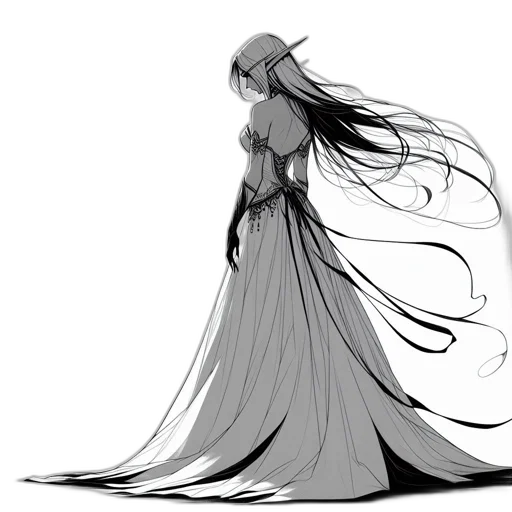 dress, crown, creature, sword, concept art, fantasy art, pixel art, anime transparent PNG cut-out