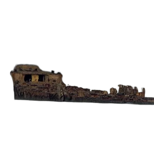 weapon, crown, staff, building, 3d render, concept art, photorealistic, rusted transparent PNG cut-out
