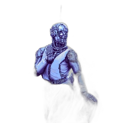 robot, mask, dress, creature, concept art, vaporwave, fantasy art, pixel art transparent PNG cut-out