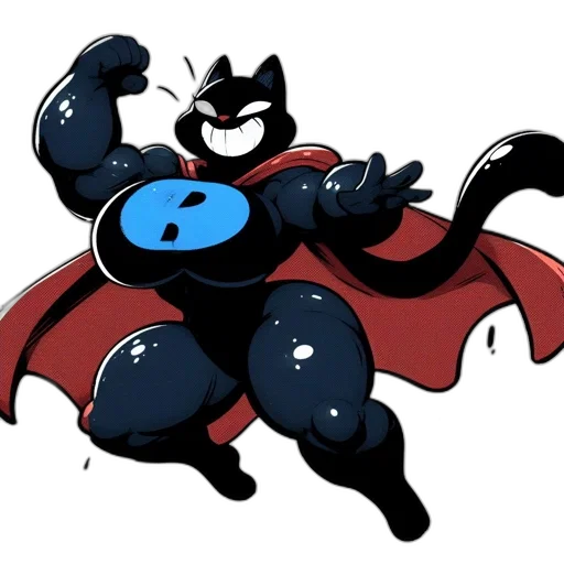animal, comic book art, concept art, cartoon, animated, muscular, cat-like, superhero transparent PNG cut-out