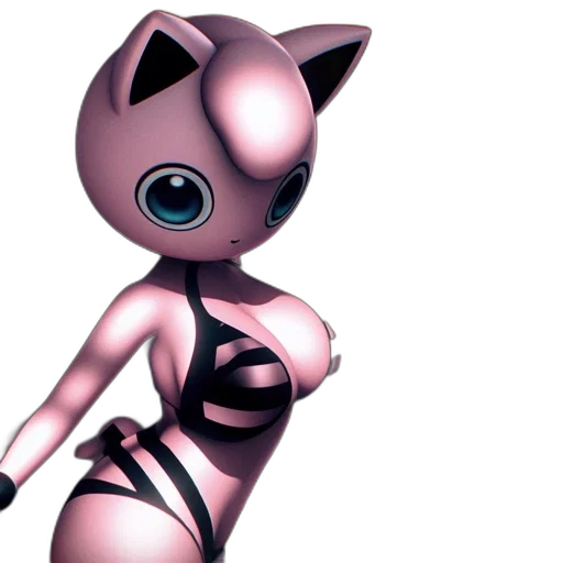 robot, 3d render, concept art, cyberpunk, pink, feline-featured, anthropomorphic, figure transparent PNG cut-out