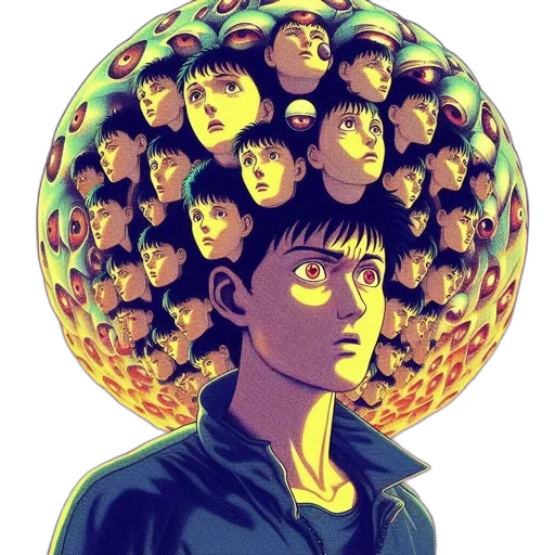 face, jacket, robot, umbrella, comic book art, anime, concept art, cartoon transparent PNG cut-out