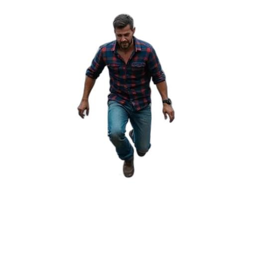 3d render, concept art, photorealistic, pixel art, man, plaid, shirt, jeans transparent PNG cut-out