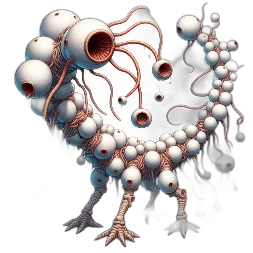 robot, creature, animal, food, concept art, 3d render, pixel art, multi-eyed transparent PNG cut-out