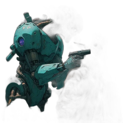 robot, weapon, mask, dragon, concept art, cyberpunk, 3d render, fantasy art transparent PNG cut-out