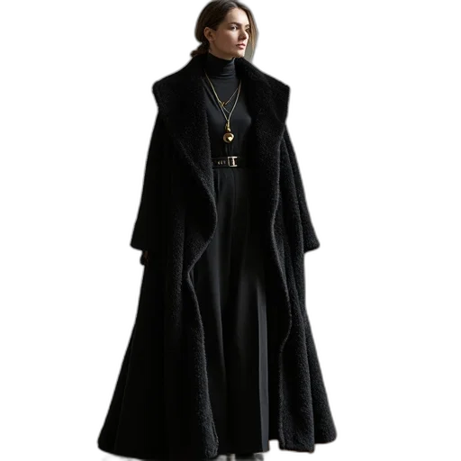 jacket, dress, staff, concept art, cyberpunk, dark, theia, long transparent PNG cut-out