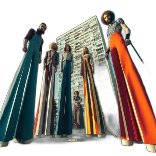 staff, dress, concept art, 3d render, city street, tall, elongated, humans transparent PNG cut-out