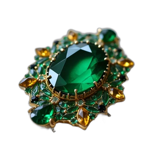 jewelry, crown, green, close-up, view, book, page, large transparent PNG cut-out