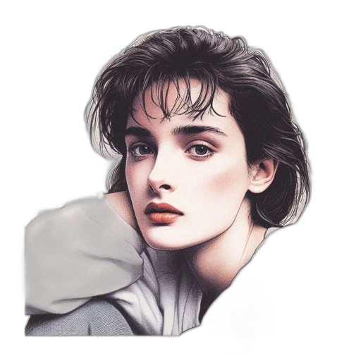 face, jacket, hair, robot, photorealistic, watercolor, oil painting, fantasy art transparent PNG cut-out