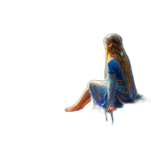 dress, crown, creature, hair, concept art, fantasy art, pixel art, watercolor transparent PNG cut-out