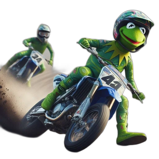 animal, concept art, 3d render, photorealistic, two, characters, ride, motorcycles transparent PNG cut-out