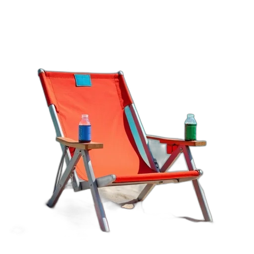 furniture, umbrella, bottle, 3d render, beach, red, orange, chair transparent PNG cut-out