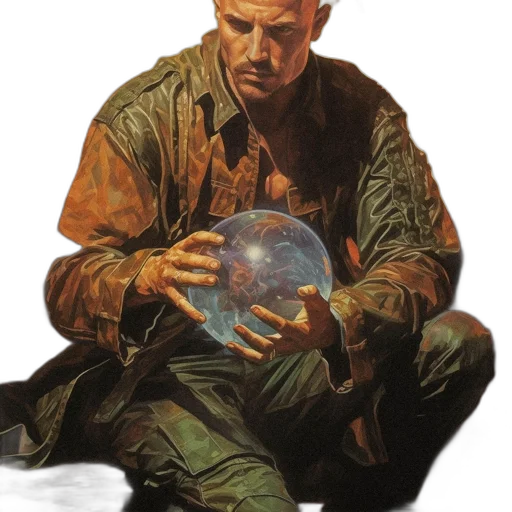 weapon, jacket, face, staff, concept art, comic book art, photorealistic, fantasy art transparent PNG cut-out