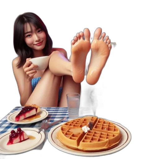 food, shoes, robot, photorealistic, 3d render, vaporwave, concept art, young transparent PNG cut-out