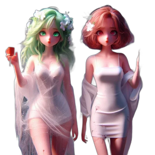dress, concept art, 3d render, fantasy art, pixel art, outer space, pastel, green transparent PNG cut-out