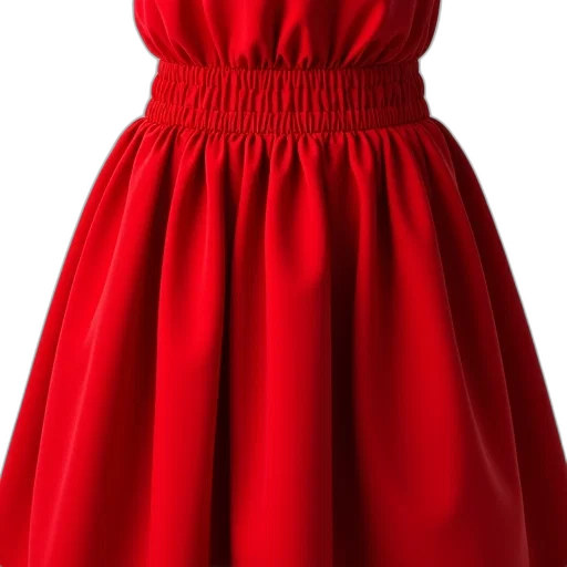 dress, crown, red, skirt, gathered, waistband, smooth, pleated transparent PNG cut-out