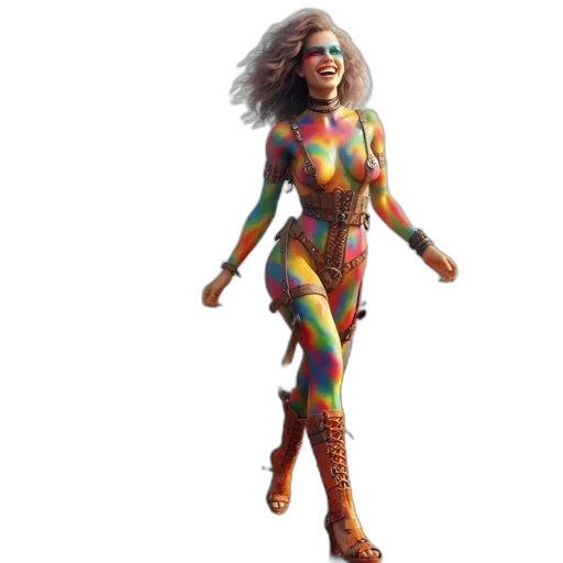 dress, concept art, 3d render, pixel art, fantasy art, colorful, woman, tie-dye transparent PNG cut-out