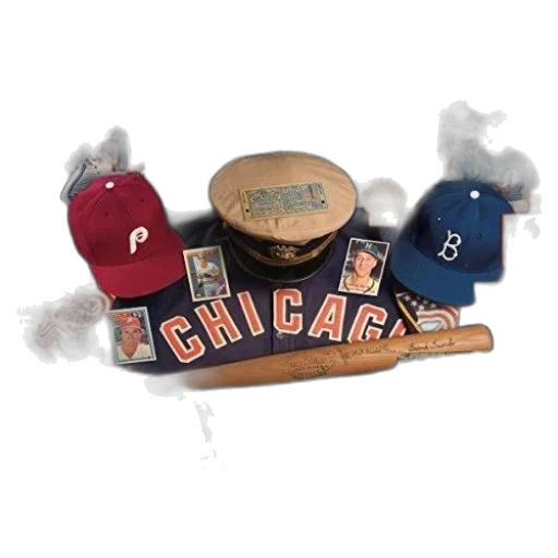 hat, collage, baseball, memorabilia, including, chicago, jersey, bat transparent PNG cut-out