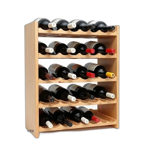 furniture, bottle, 3d render, wine, rack, six, shelves, each transparent PNG cut-out