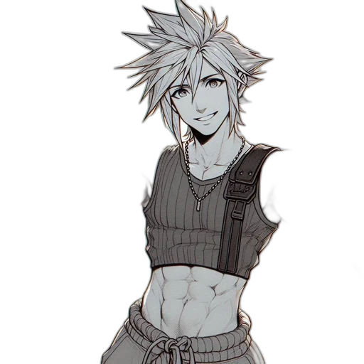 concept art, pixel art, cyberpunk, cartoon, monochrome, dark, animated, character transparent PNG cut-out