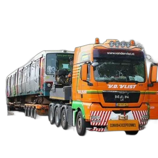 3d render, orange, man, truck transparent PNG cut-out