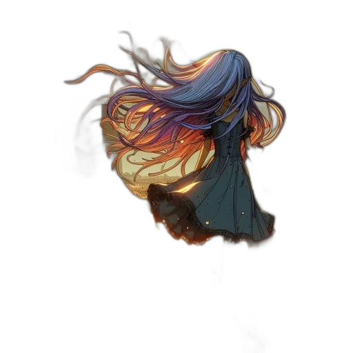 hair, dress, mask, face, concept art, watercolor, fantasy art, photorealistic transparent PNG cut-out