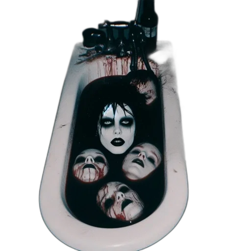 bottle, mask, photorealistic, concept art, inside, bath, tub, full transparent PNG cut-out