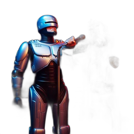 robot, weapon, sword, staff, concept art, 3d render, comic book art, pixel art transparent PNG cut-out
