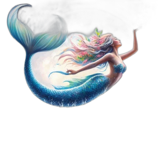 dragon, creature, hair, staff, fantasy art, concept art, watercolor, pixel art transparent PNG cut-out