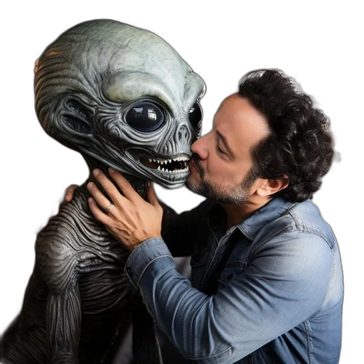 creature, mask, face, staff, concept art, outer space, man, curly transparent PNG cut-out