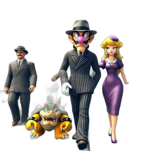 concept art, 3d render, cartoon, pixel art, bowser, peach, koopa, troopa transparent PNG cut-out
