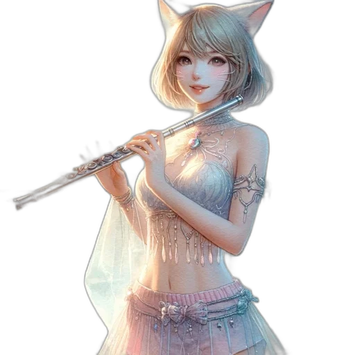 staff, weapon, dress, animal, fantasy art, concept art, watercolor, anime transparent PNG cut-out